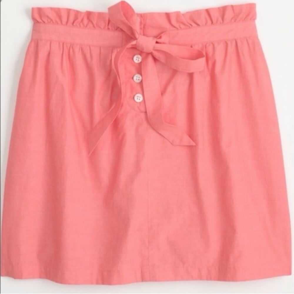 J.Crew Factory Women’s Coral Pink Cotton Paper-Bag Mini Skirt